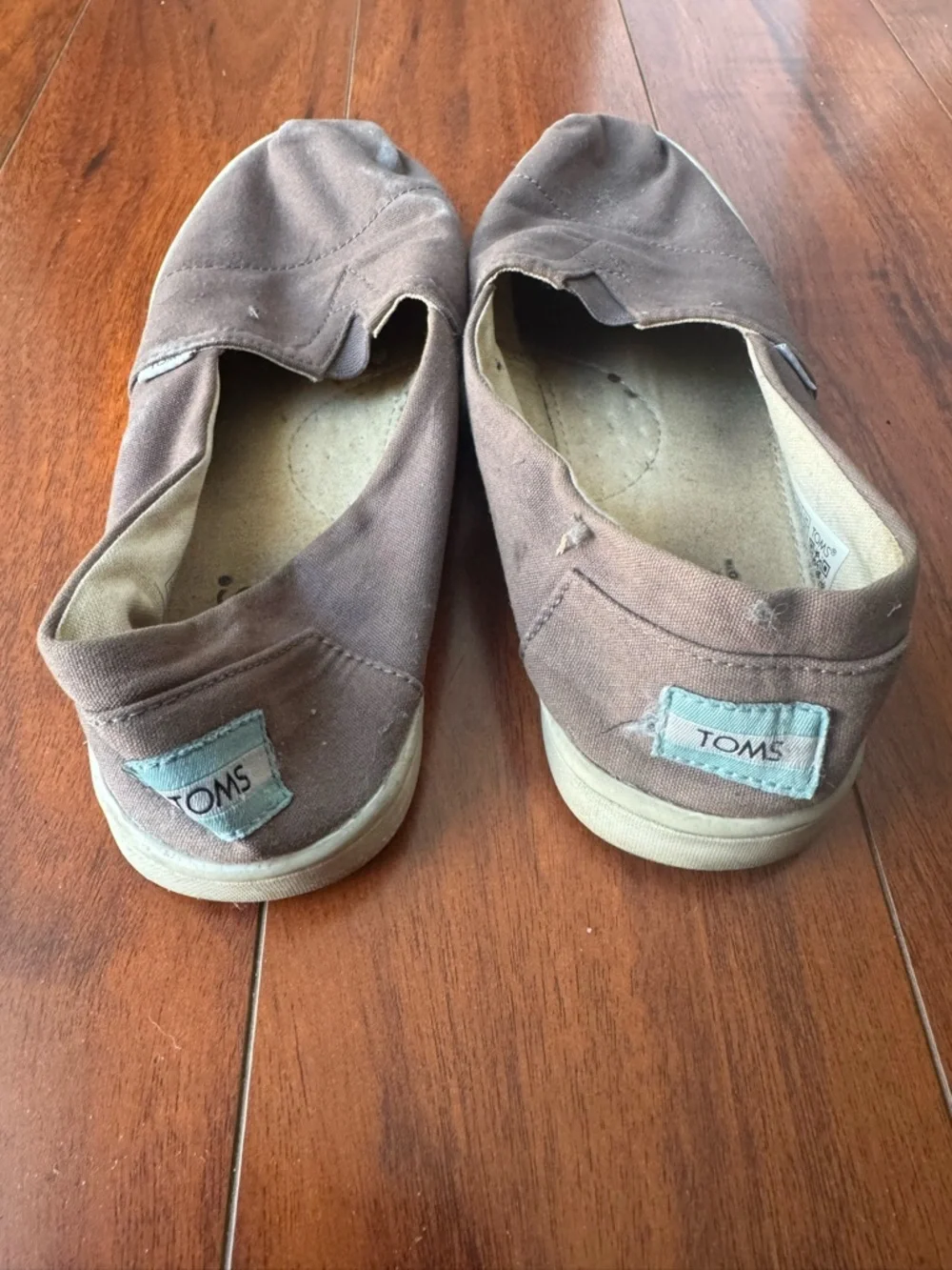 Toms Brown Canvas Slip-On Kids Shoes Size 4